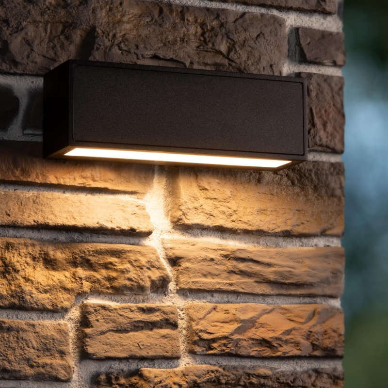 Lucide SUTTON - Nástenné svietidlo Indoor/Outdoor - LED Dim. - 1x2W 2850K/3150K - IP54 - Senzor deň/noc - Čierny